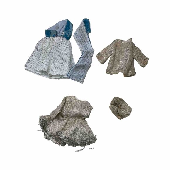 Vintage Barbie Velvet Blue Silver Doll Clothes Doll Outfits - Picture 2 of 3
